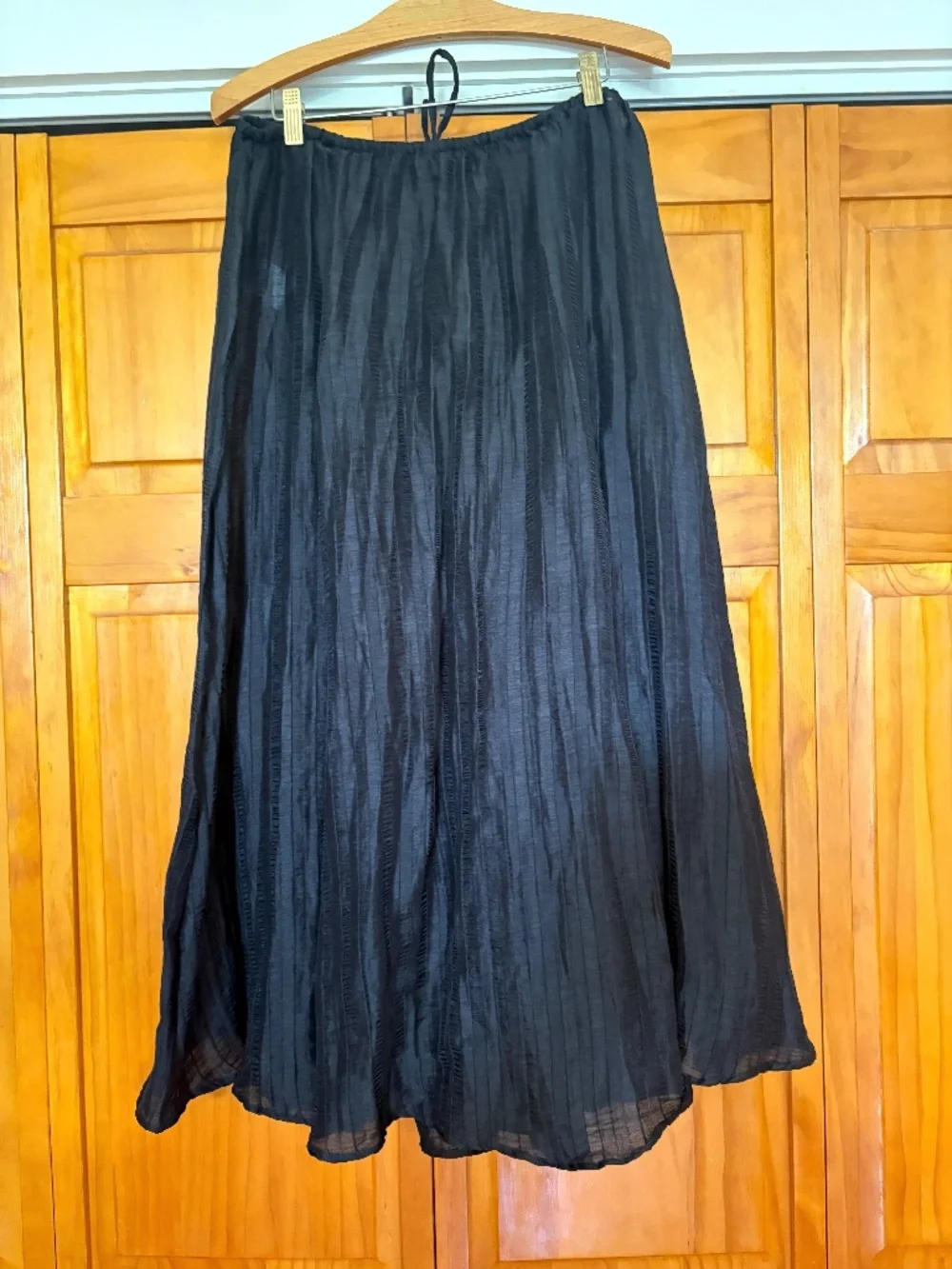 NWT J. Crew Linen Blend Pleated Drawstring Black Skirt with Split Size Medium